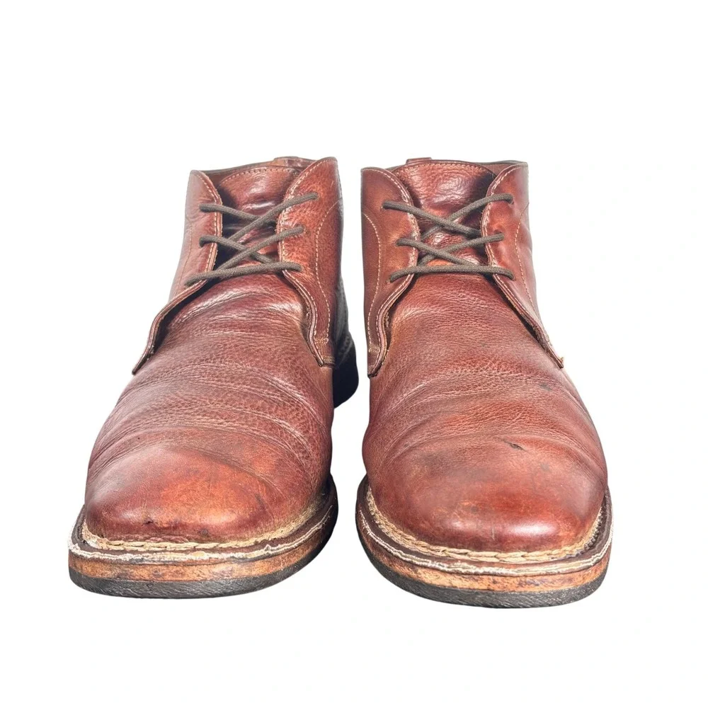 John Varvatos Chukka Boots Brown Leather Lace Up Distressed Rugged Gorpcore 10